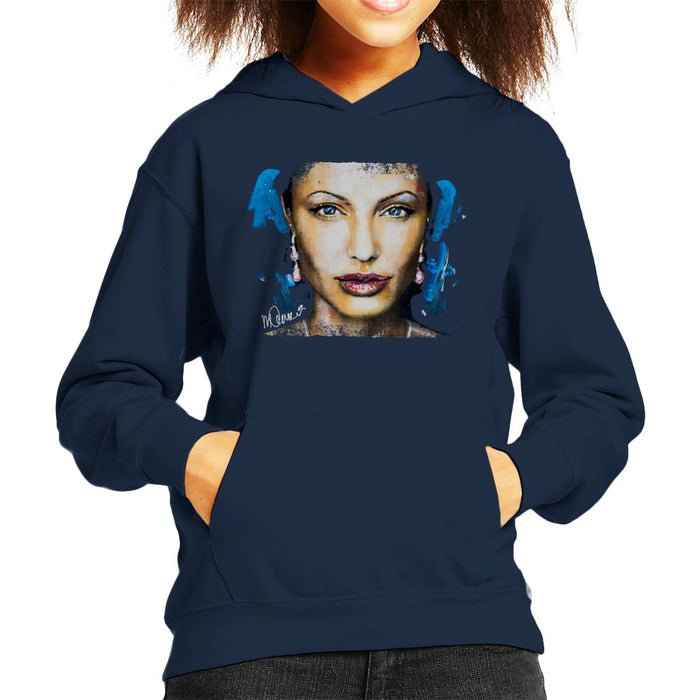 Sidney Maurer Original Portrait Of Angelina Jolie Kid's Hooded Sweatshirt