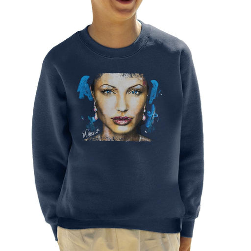 Sidney Maurer Original Portrait Of Angelina Jolie Kid's Sweatshirt