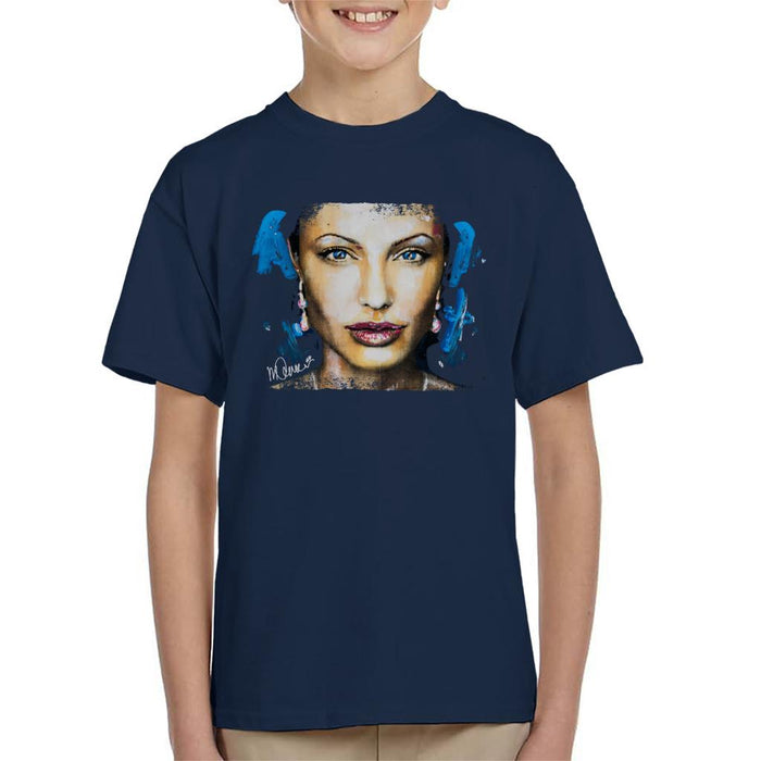 Sidney Maurer Original Portrait Of Angelina Jolie Kid's T-Shirt