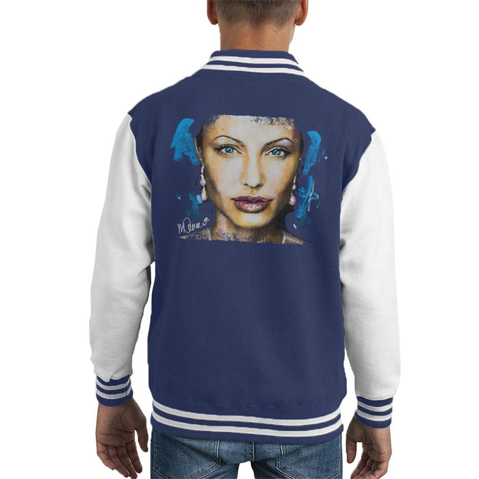 Sidney Maurer Original Portrait Of Angelina Jolie Kid's Varsity Jacket