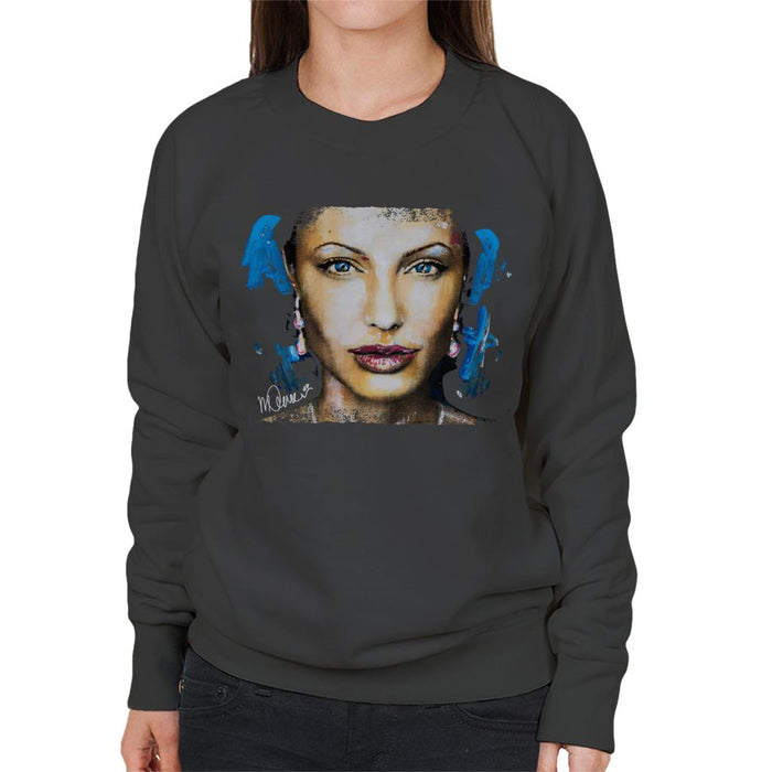 Sidney Maurer Original Portrait Of Angelina Jolie Women's Sweatshirt