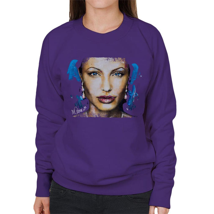 Sidney Maurer Original Portrait Of Angelina Jolie Women's Sweatshirt