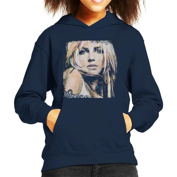 Sidney Maurer Original Portrait Of Britney Spears Kid's Hooded Sweatshirt