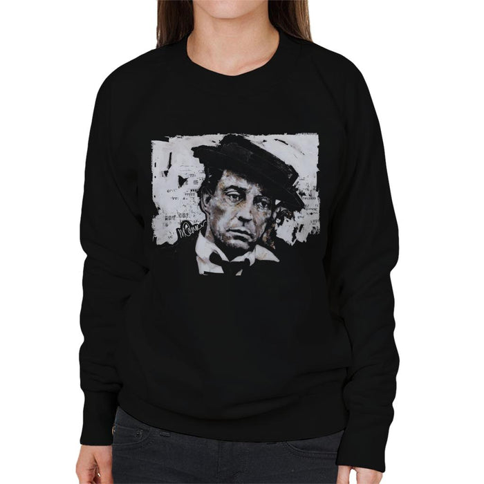 Sidney Maurer Original Portrait Of Buster Keaton Women's Sweatshirt