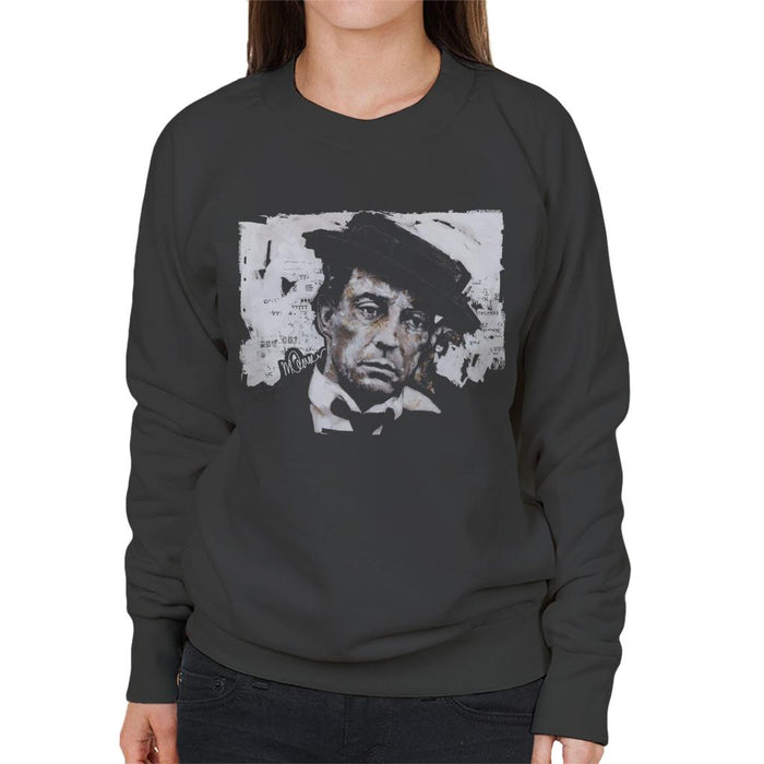 Sidney Maurer Original Portrait Of Buster Keaton Women's Sweatshirt