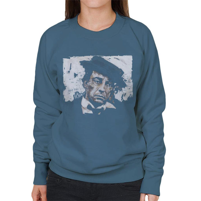 Sidney Maurer Original Portrait Of Buster Keaton Women's Sweatshirt