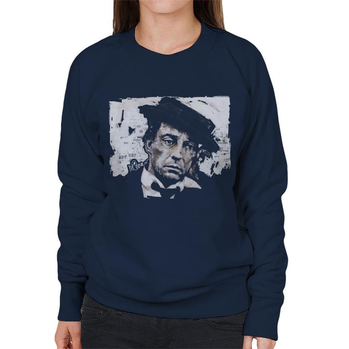 Sidney Maurer Original Portrait Of Buster Keaton Women's Sweatshirt