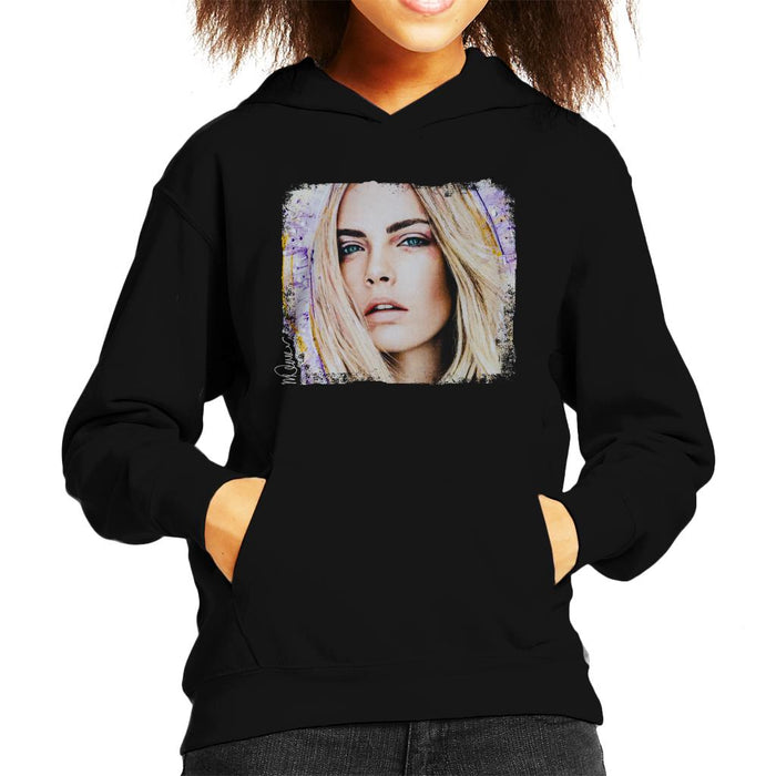 Sidney Maurer Original Portrait Of Cara Delevingne Kid's Hooded Sweatshirt