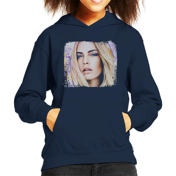 Sidney Maurer Original Portrait Of Cara Delevingne Kid's Hooded Sweatshirt