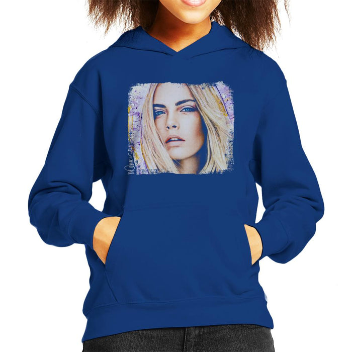 Sidney Maurer Original Portrait Of Cara Delevingne Kid's Hooded Sweatshirt