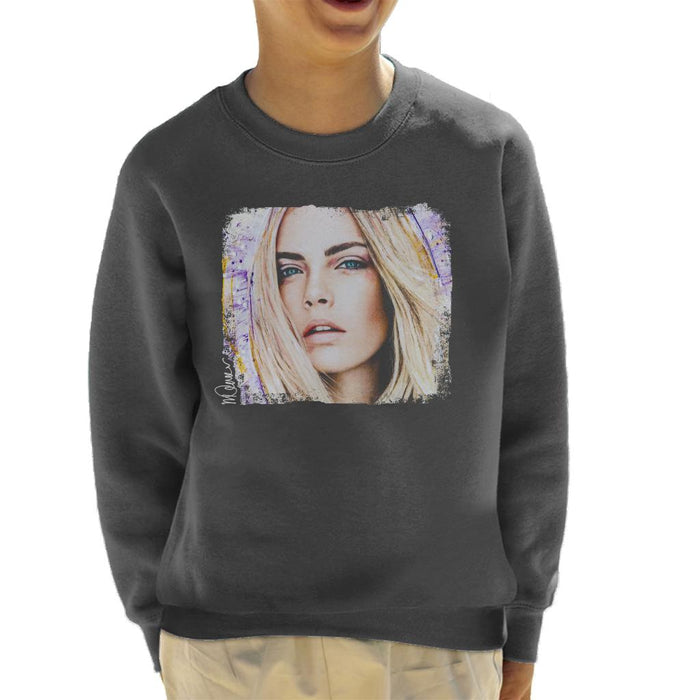Sidney Maurer Original Portrait Of Cara Delevingne Kid's Sweatshirt