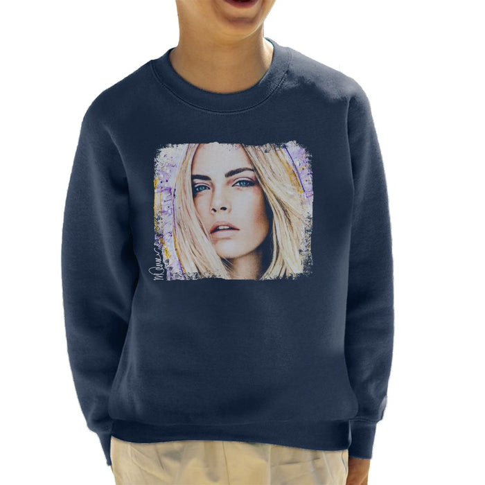 Sidney Maurer Original Portrait Of Cara Delevingne Kid's Sweatshirt