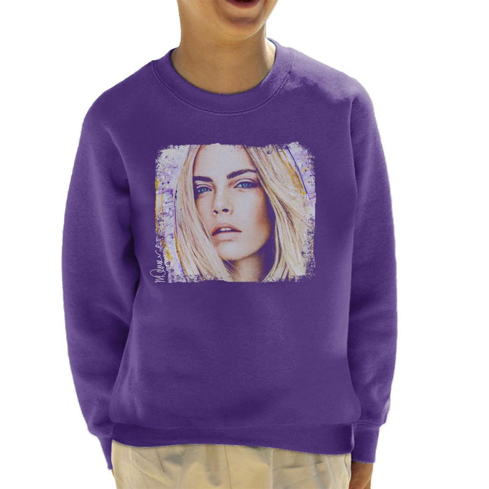 Sidney Maurer Original Portrait Of Cara Delevingne Kid's Sweatshirt