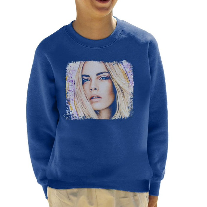 Sidney Maurer Original Portrait Of Cara Delevingne Kid's Sweatshirt