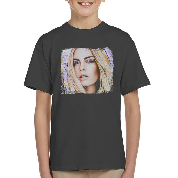 Sidney Maurer Original Portrait Of Cara Delevingne Kid's T-Shirt