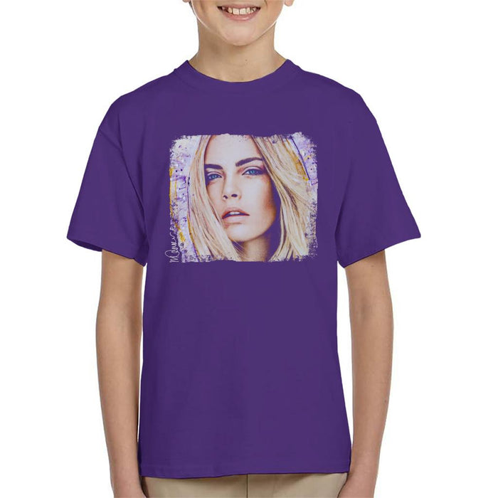 Sidney Maurer Original Portrait Of Cara Delevingne Kid's T-Shirt