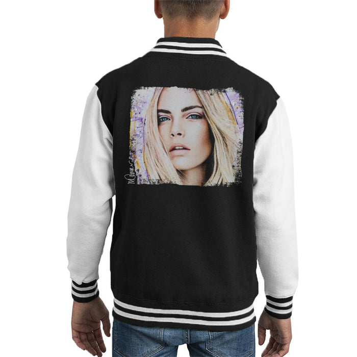 Sidney Maurer Original Portrait Of Cara Delevingne Kid's Varsity Jacket