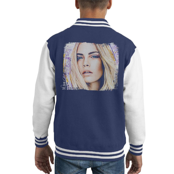 Sidney Maurer Original Portrait Of Cara Delevingne Kid's Varsity Jacket