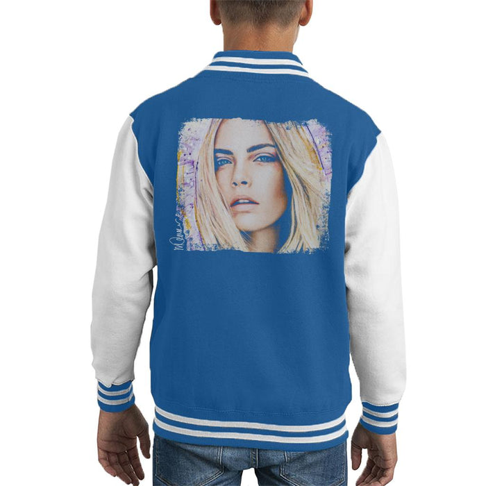 Sidney Maurer Original Portrait Of Cara Delevingne Kid's Varsity Jacket