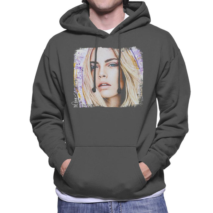 Sidney Maurer Original Portrait Of Cara Delevingne Men's Hooded Sweatshirt