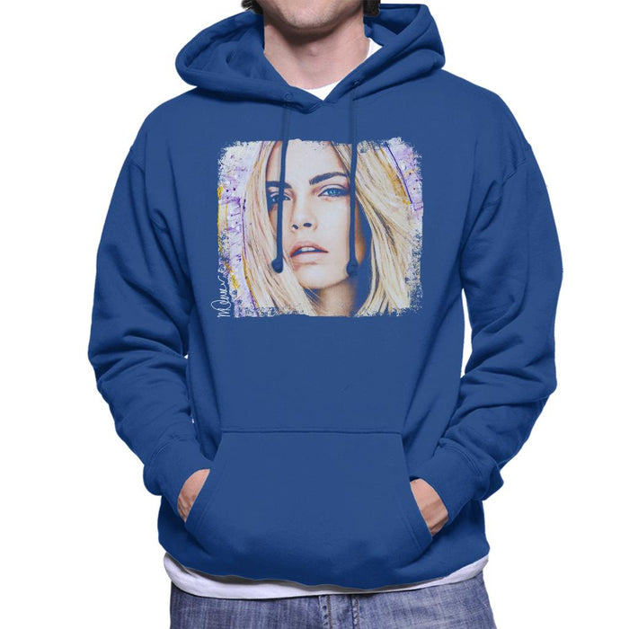 Sidney Maurer Original Portrait Of Cara Delevingne Men's Hooded Sweatshirt