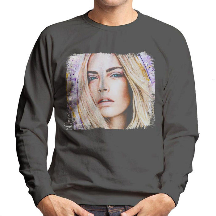 Sidney Maurer Original Portrait Of Cara Delevingne Men's Sweatshirt