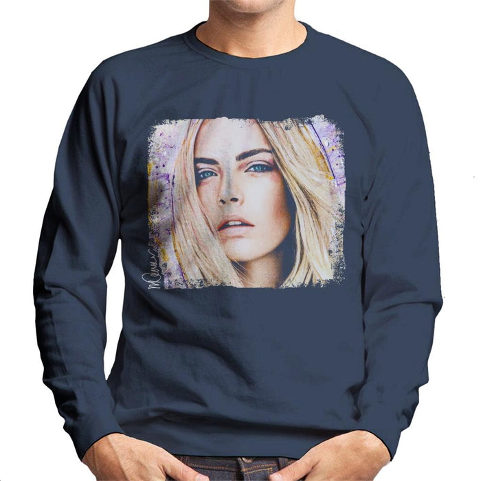 Sidney Maurer Original Portrait Of Cara Delevingne Men's Sweatshirt