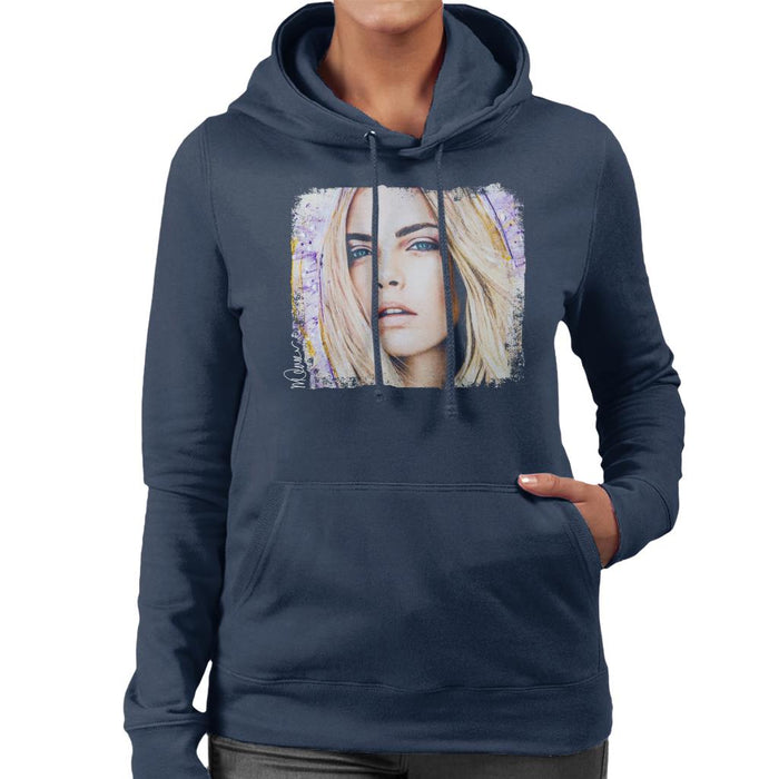 Sidney Maurer Original Portrait Of Cara Delevingne Women's Hooded Sweatshirt