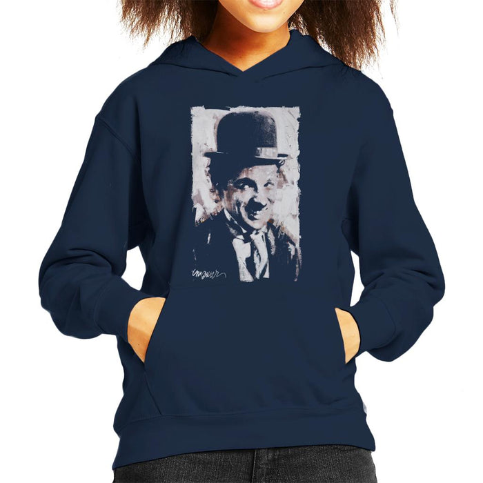 Sidney Maurer Original Portrait Of Charlie Chaplin Smiling Kid's Hooded Sweatshirt