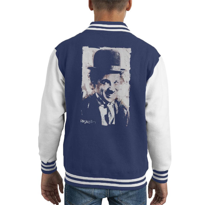 Sidney Maurer Original Portrait Of Charlie Chaplin Smiling Kid's Varsity Jacket