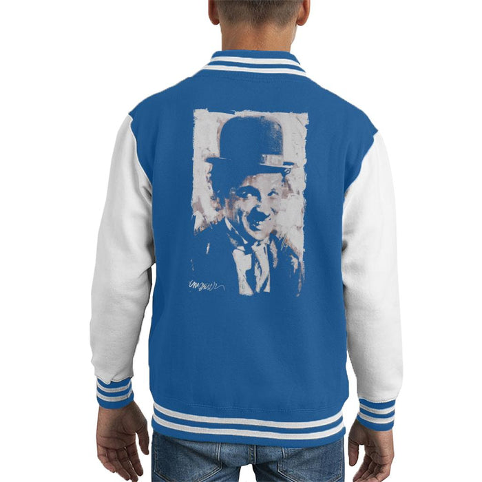 Sidney Maurer Original Portrait Of Charlie Chaplin Smiling Kid's Varsity Jacket
