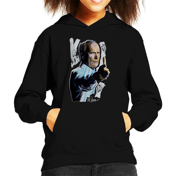 Sidney Maurer Original Portrait Of Clint Eastwood Gran Torino Kid's Hooded Sweatshirt