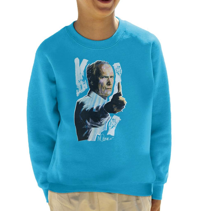Sidney Maurer Original Portrait Of Clint Eastwood Gran Torino Kid's Sweatshirt