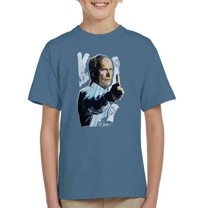 Sidney Maurer Original Portrait Of Clint Eastwood Gran Torino Kid's T-Shirt