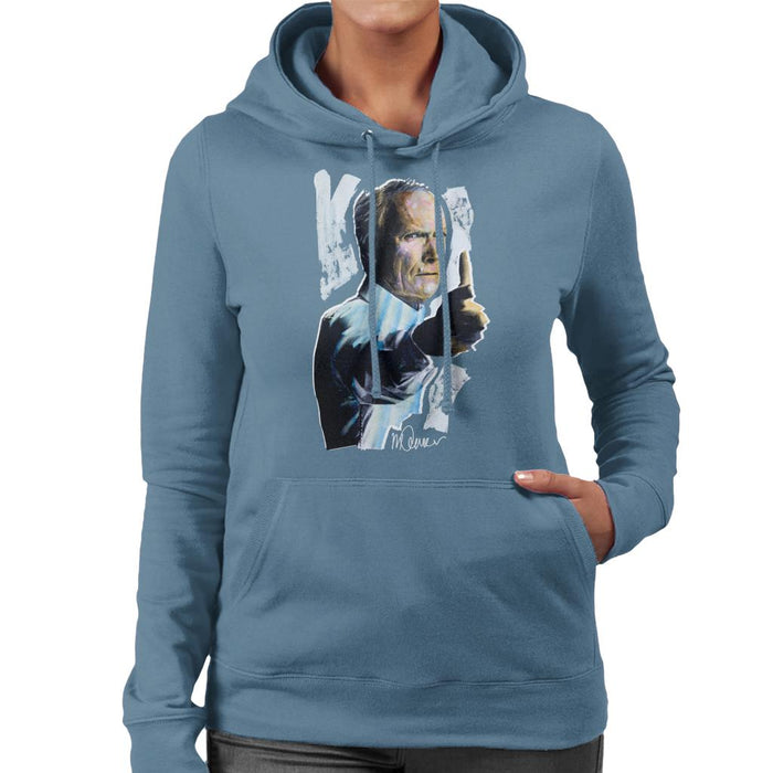 Sidney Maurer Original Portrait Of Clint Eastwood Gran Torino Women's Hooded Sweatshirt