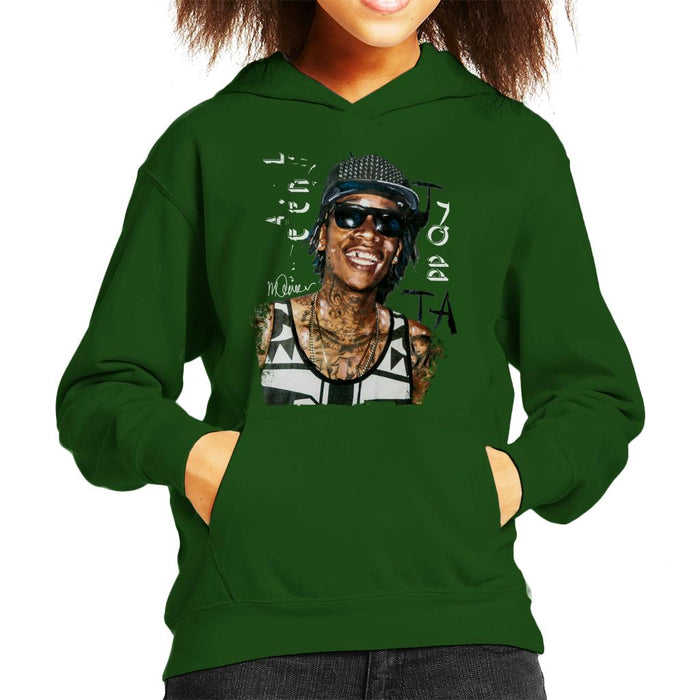 Sidney Maurer Original Portrait Of Wiz Khalifa Kid's Hooded Sweatshirt