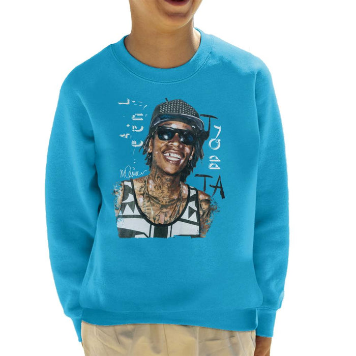 Sidney Maurer Original Portrait Of Wiz Khalifa Kid's Sweatshirt