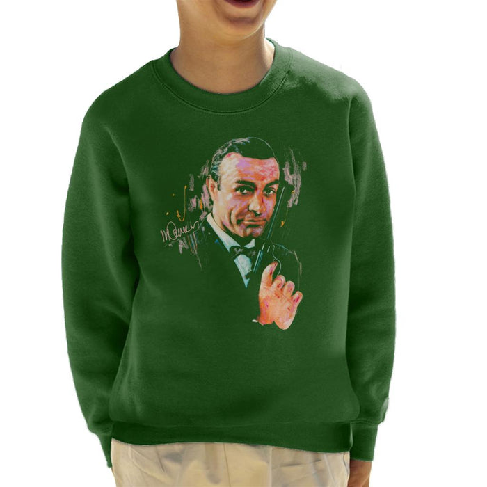 Sidney Maurer Original Portrait Of Sean Connery James Bond Kid's Sweatshirt