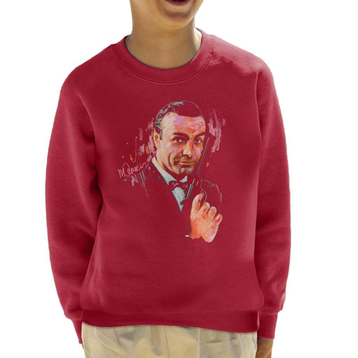 Sidney Maurer Original Portrait Of Sean Connery James Bond Kid's Sweatshirt