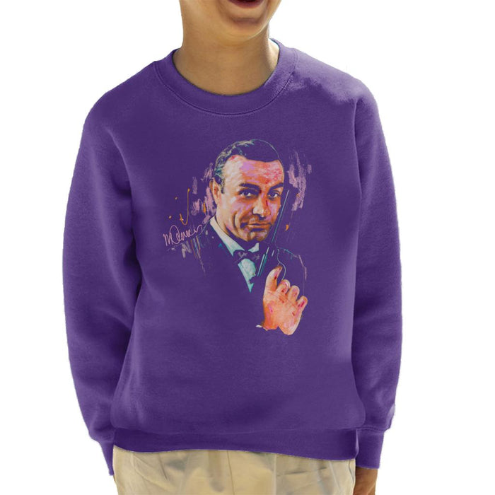 Sidney Maurer Original Portrait Of Sean Connery James Bond Kid's Sweatshirt