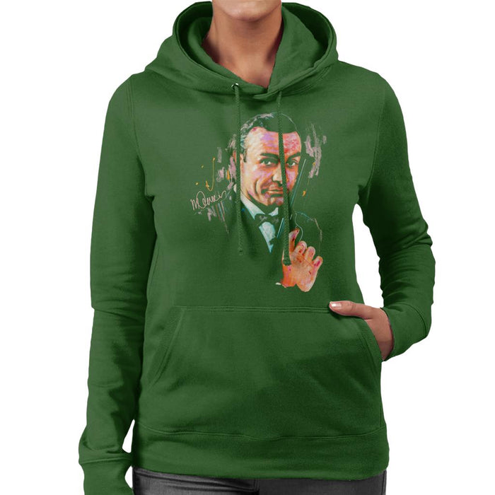 Sidney Maurer Original Portrait Of Sean Connery James Bond Women's Hooded Sweatshirt