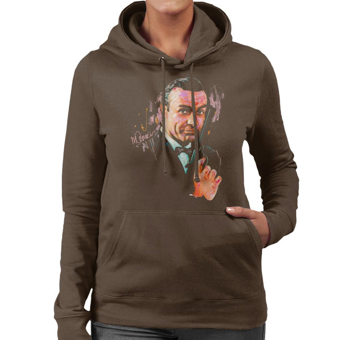 Sidney Maurer Original Portrait Of Sean Connery James Bond Women's Hooded Sweatshirt