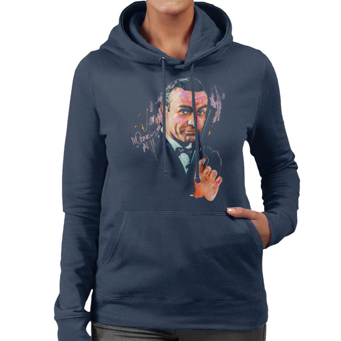 Sidney Maurer Original Portrait Of Sean Connery James Bond Women's Hooded Sweatshirt
