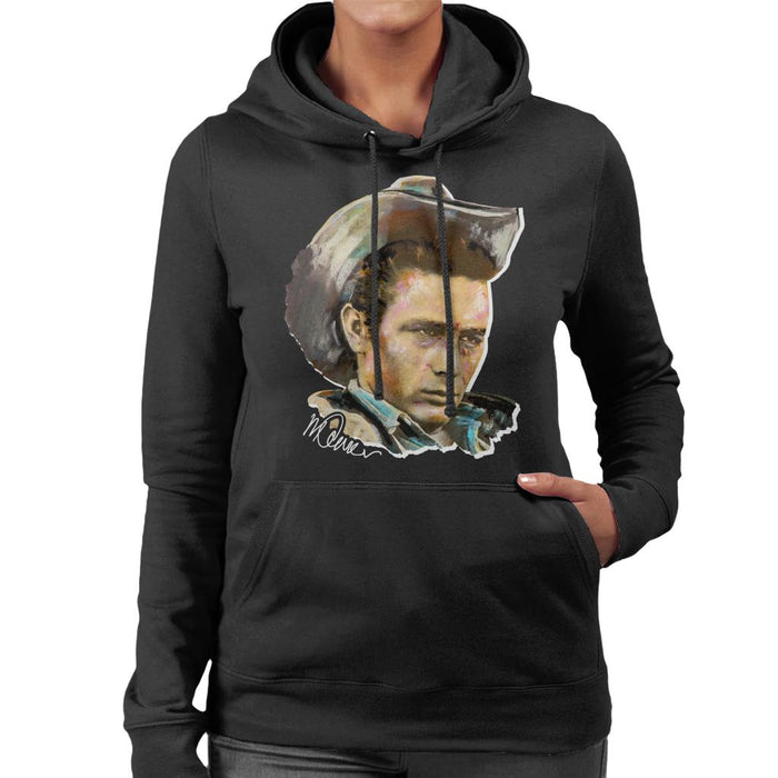 Sidney Maurer Original Portrait Of James Dean Cowboy Hat Women's Hooded Sweatshirt