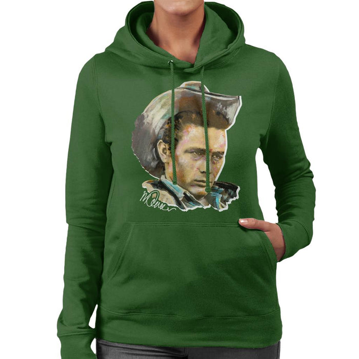 Sidney Maurer Original Portrait Of James Dean Cowboy Hat Women's Hooded Sweatshirt