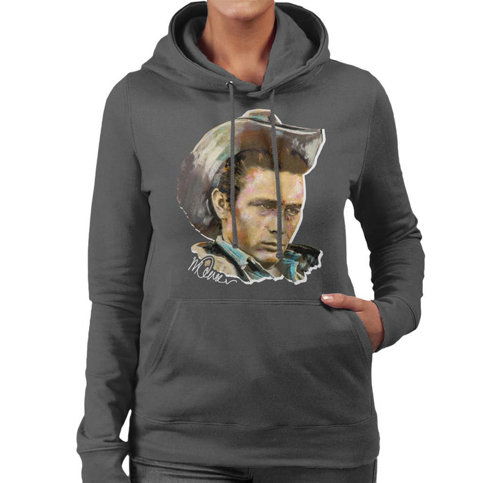 Sidney Maurer Original Portrait Of James Dean Cowboy Hat Women's Hooded Sweatshirt