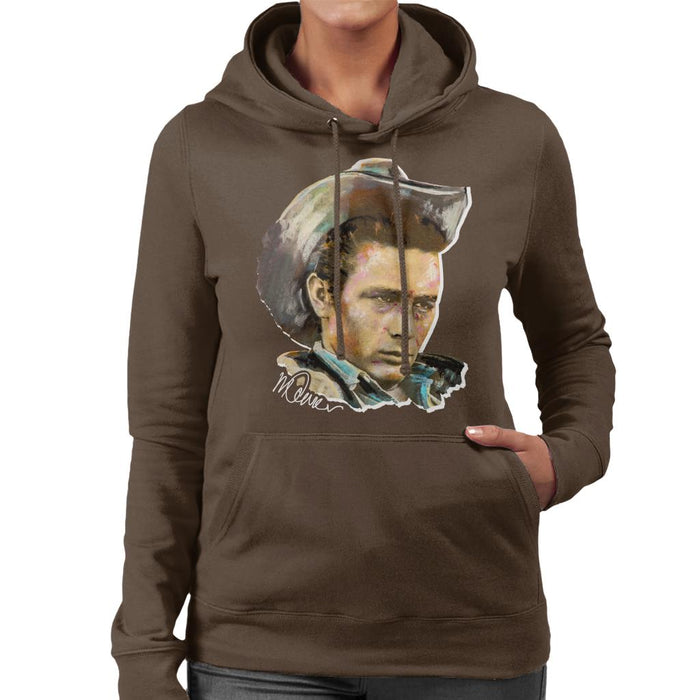 Sidney Maurer Original Portrait Of James Dean Cowboy Hat Women's Hooded Sweatshirt