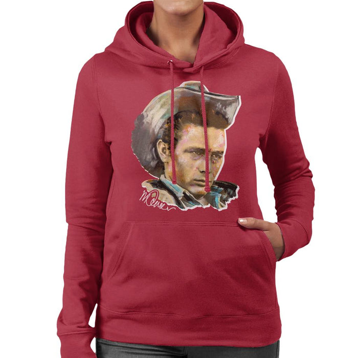 Sidney Maurer Original Portrait Of James Dean Cowboy Hat Women's Hooded Sweatshirt