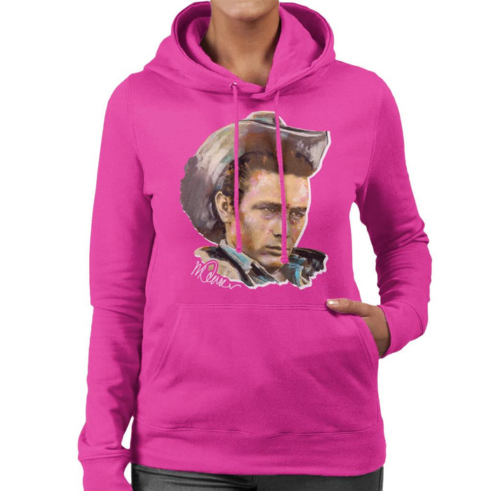Sidney Maurer Original Portrait Of James Dean Cowboy Hat Women's Hooded Sweatshirt