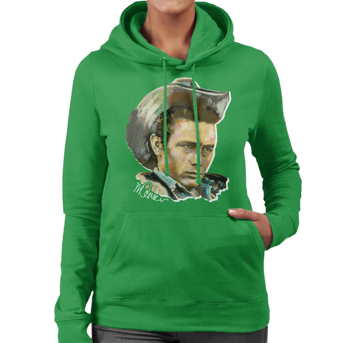 Sidney Maurer Original Portrait Of James Dean Cowboy Hat Women's Hooded Sweatshirt